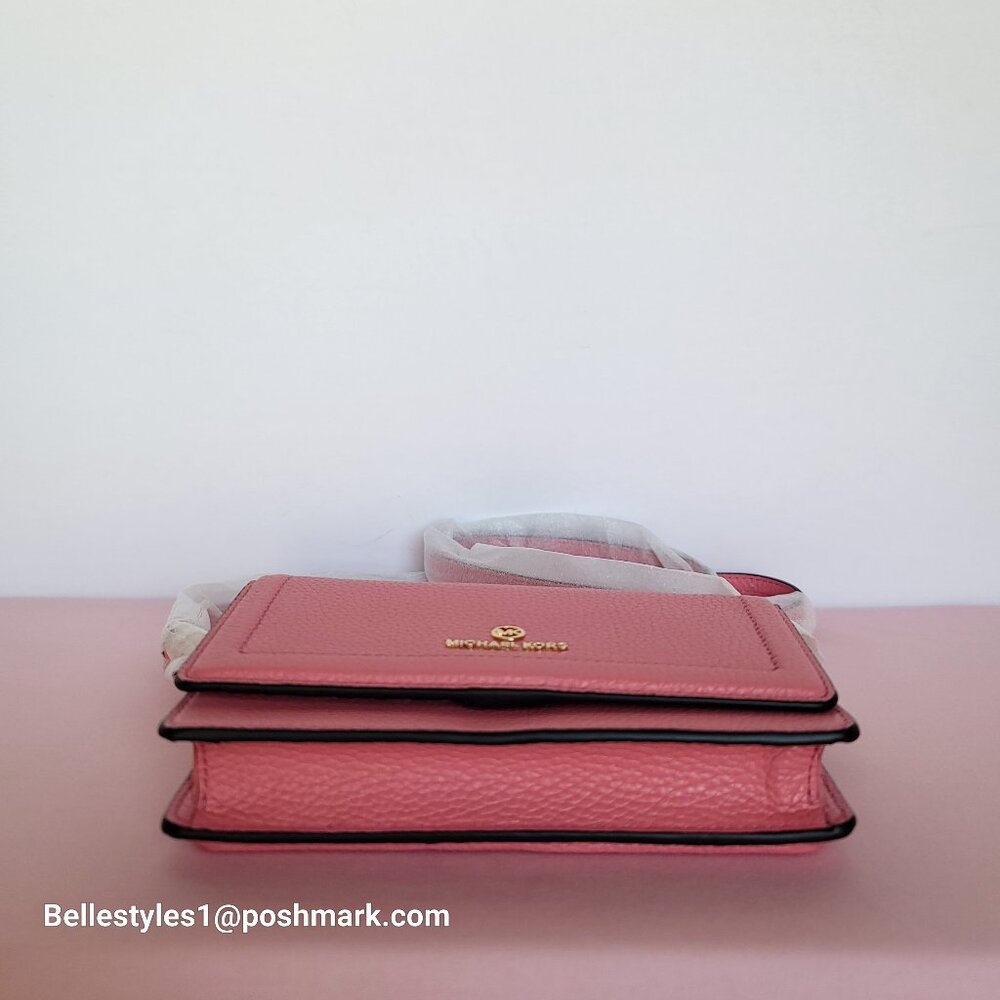 MICHAEL KORS Jet Set Charm Small Phone Pebbled Leather Crossbody- Tea Rose⭐ - Picture 10 of 16